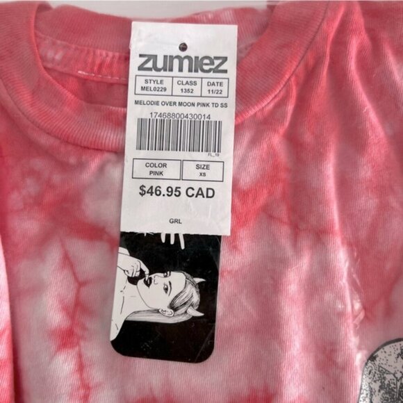 Melodie, Women's Over Moon Pink Tie Dye T-Shirt. Size: XS. NWT. (1769) - Picture 6 of 10